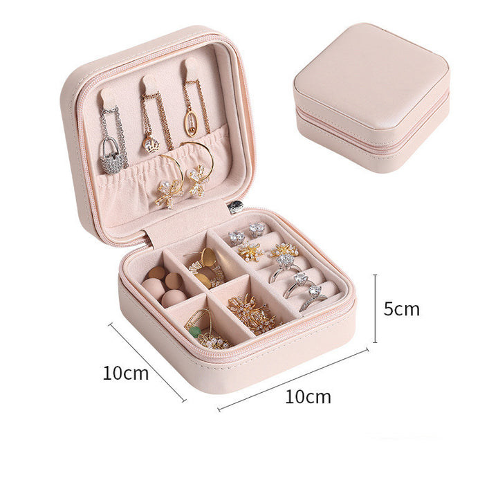 Portable Jewelry Box Single-Layer Simple Jewelry Jewelry Storage Box Earrings Earrings Storage Ring Pu Leather Small Jewelry Box