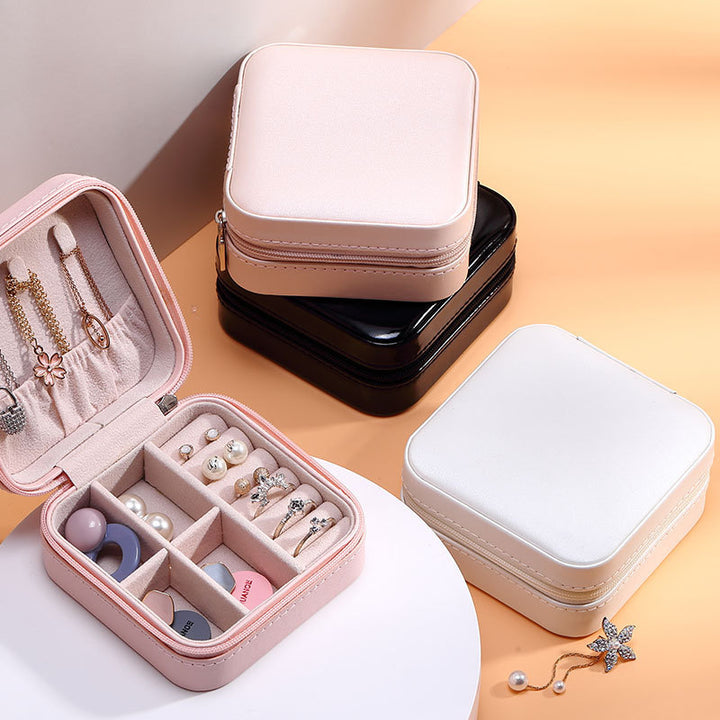 Portable Jewelry Box Single-Layer Simple Jewelry Jewelry Storage Box Earrings Earrings Storage Ring Pu Leather Small Jewelry Box