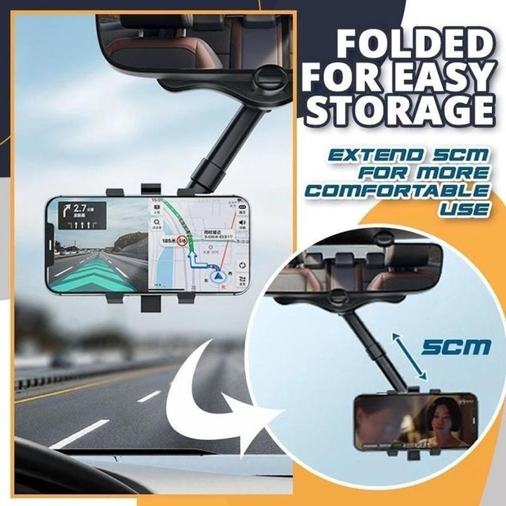 Rearview Mirror Phone Holder For Car Rotatable And Retractable Car Phone Holder Multifunctional 360 Rear View Mirror Phone Holder Suitable For All Mobile Phones And All Car