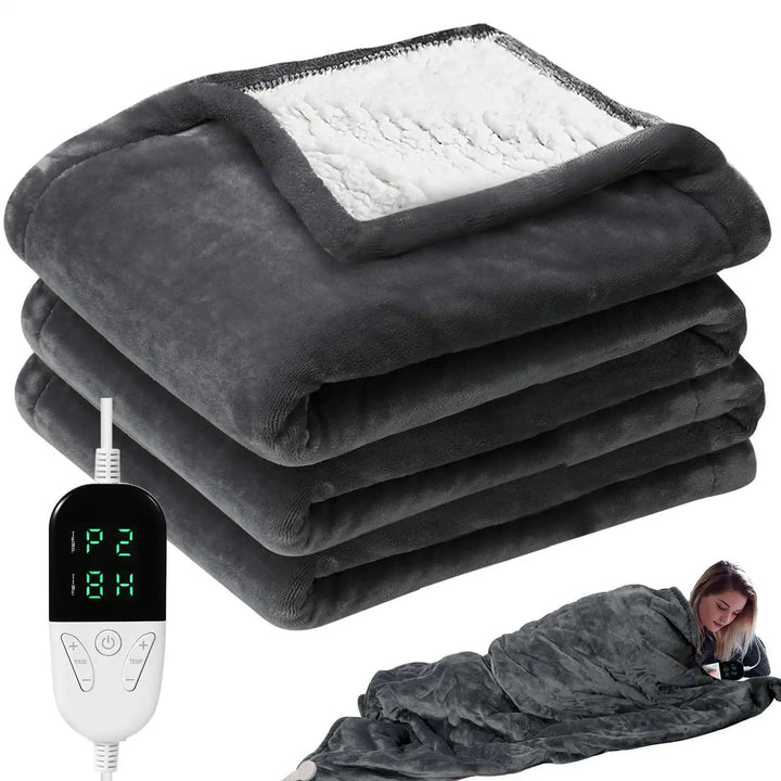 150*180cm Electric Blanket Thickened Dual Sided Fast Heating Flannel Blankets Adjustable Temperature Timer Control Winter Warmer