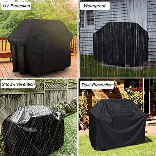 Waterproof Grill Cover Anti Dust BBQ Protective Case Charcoal Electric Barbeque Garden Grill Protection Outdoor 4 Sizes Black