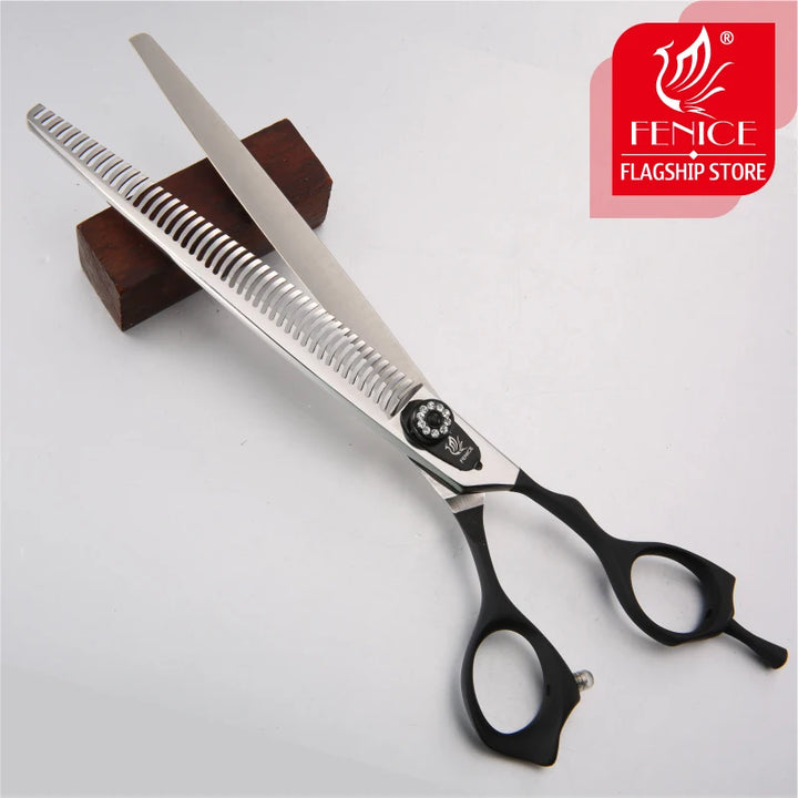 Fenice High Quality Professional 8.0inch pet grooming scissors for dogs cutting thinner shears scissors with fine tooth