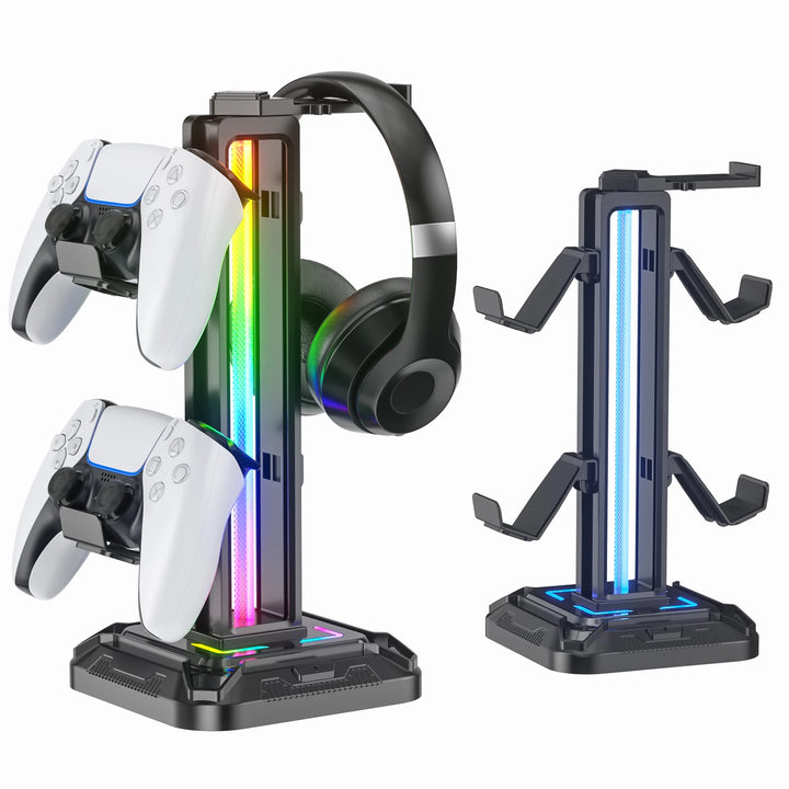 RGB Controller Stand with 9 Light Modes Headset Holder for Desk Rotatable Headphone Stand Detachable Controller Hook