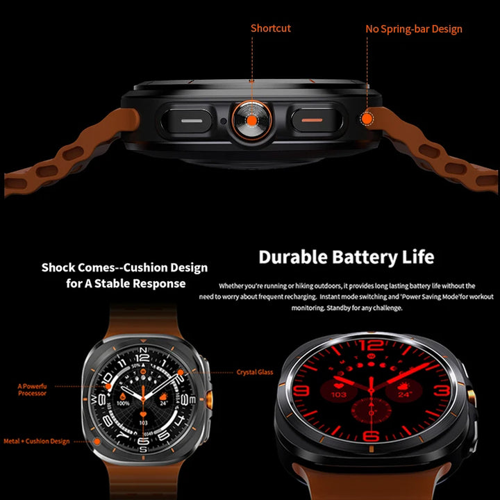 For Samsung Galaxy Watch 7 Ultra GPS Compass NFC Smart Watch Outdoor Sports Man AMOLED BT Call IP68 Galaxy 6 Upgraded Smartwatch