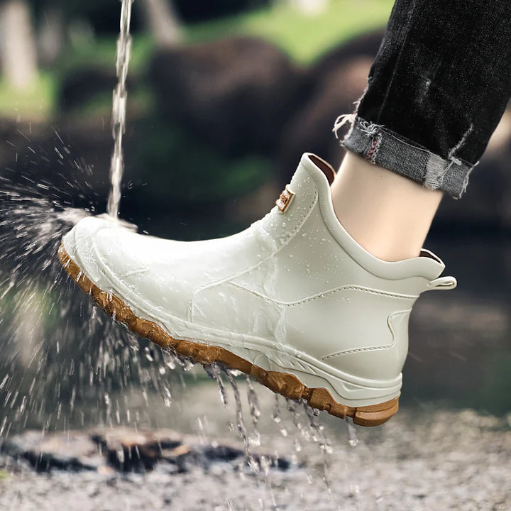 Hot Men's Fashion Rain Boot Men Outdoor Waterproof Slip-on Fishing Shoes Chef Work Ankle Boots Mens Casual Anti-slip Water Shoe