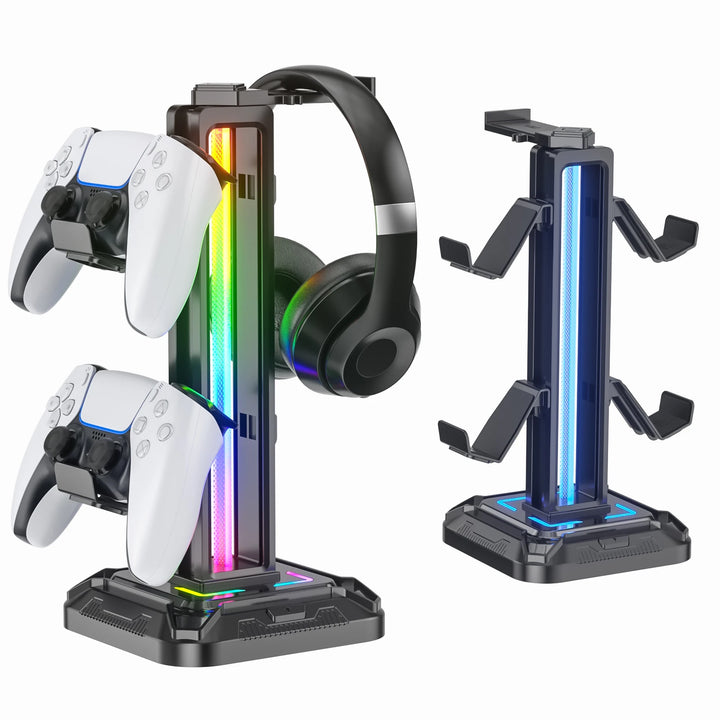 RGB Controller Stand with 9 Light Modes Headset Holder for Desk Rotatable Headphone Stand Detachable Controller Hook