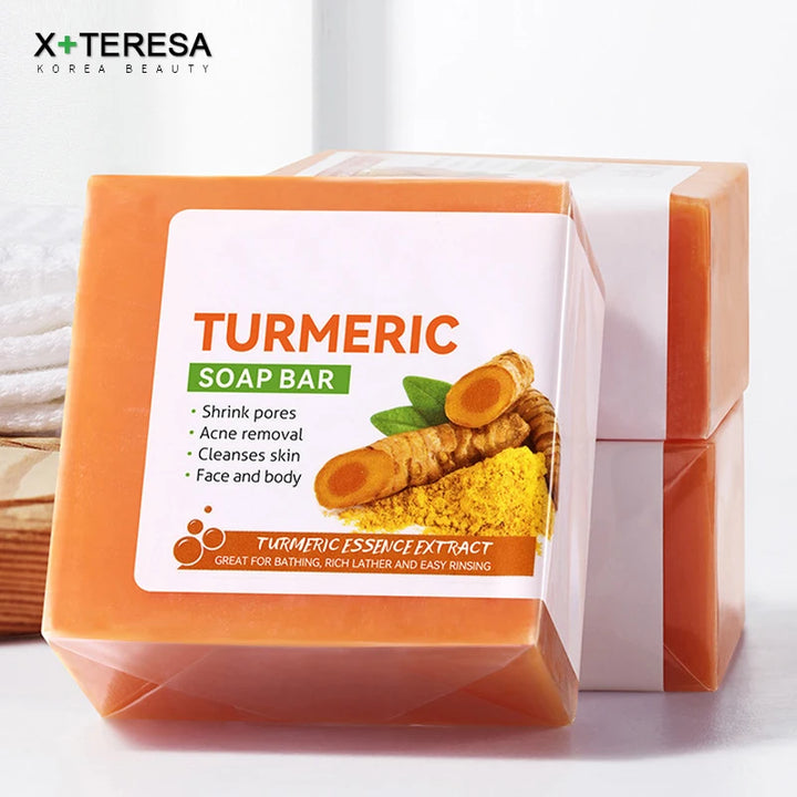 Hand Made Turmeric Soap Body Cleaning Lightening Dark Underarm Leg Body Cleansers Brightening Face Soap Tender Skin Care Beauty