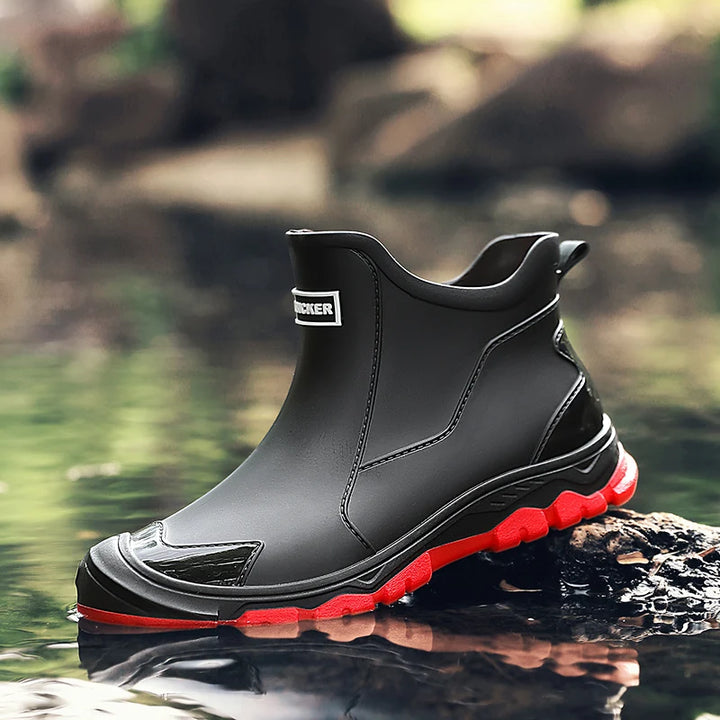 Hot Men's Fashion Rain Boot Men Outdoor Waterproof Slip-on Fishing Shoes Chef Work Ankle Boots Mens Casual Anti-slip Water Shoe