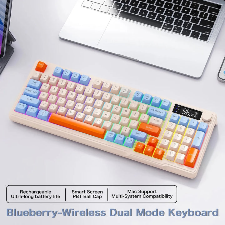 Ziyoulang M96 Wireless Keyboard with Screen,Gaming Keyboard Bluetooth Dual-Mode Connection,Multi-Device Linking,Ergonomic