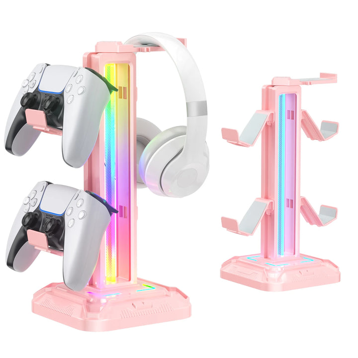 RGB Controller Stand with 9 Light Modes Headset Holder for Desk Rotatable Headphone Stand Detachable Controller Hook