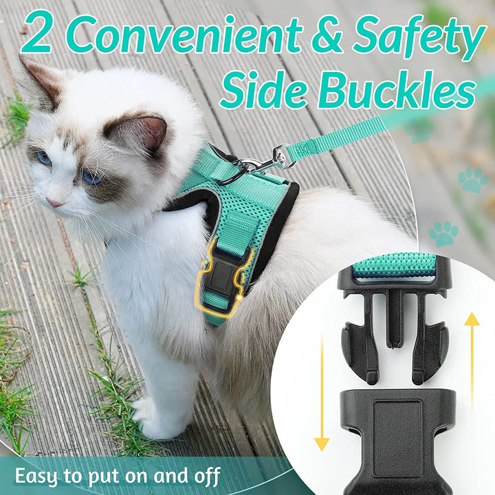 Cat Harness and Leash for Walking, Escape Proof Soft Adjustable Vest Harnesses for Cats, EasyControl