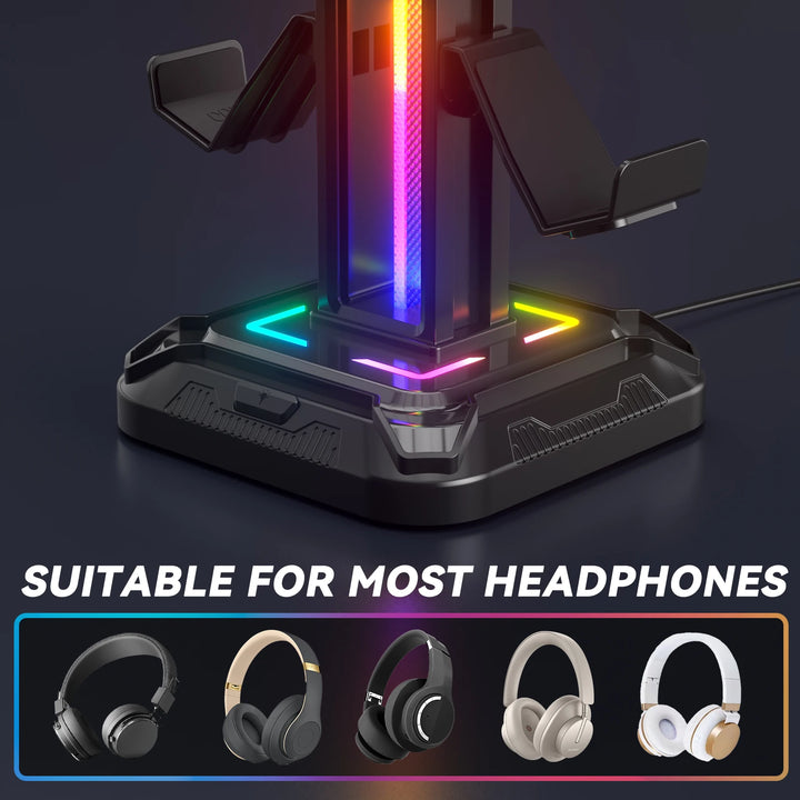 RGB Controller Stand with 9 Light Modes Headset Holder for Desk Rotatable Headphone Stand Detachable Controller Hook