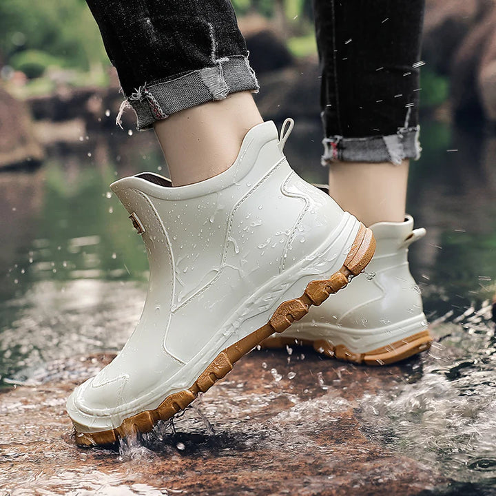 Hot Men's Fashion Rain Boot Men Outdoor Waterproof Slip-on Fishing Shoes Chef Work Ankle Boots Mens Casual Anti-slip Water Shoe