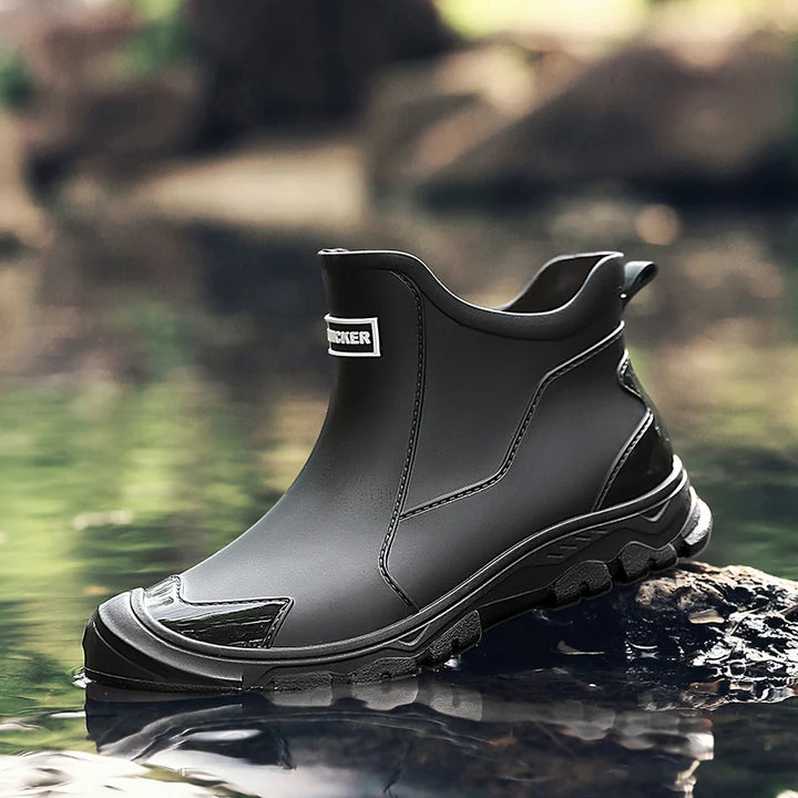 Hot Men's Fashion Rain Boot Men Outdoor Waterproof Slip-on Fishing Shoes Chef Work Ankle Boots Mens Casual Anti-slip Water Shoe