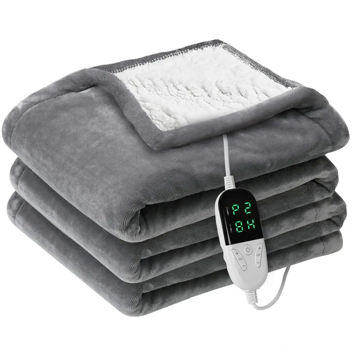 150*180cm Electric Blanket Thickened Dual Sided Fast Heating Flannel Blankets Adjustable Temperature Timer Control Winter Warmer