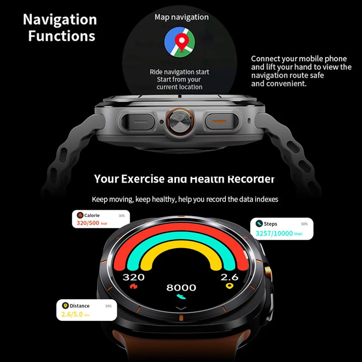 For Samsung Galaxy Watch 7 Ultra GPS Compass NFC Smart Watch Outdoor Sports Man AMOLED BT Call IP68 Galaxy 6 Upgraded Smartwatch