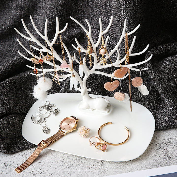 Deer Earrings Necklace Ring Pendant Bracelet Jewelry Cases & Display Stand Tray Tree Storage Jewelry