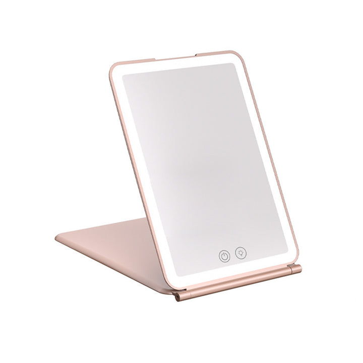 Rechargeable Clamshell Flat Mirror Portable Folding Mirror With Light